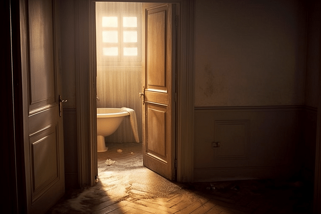 Open door of a bathroom