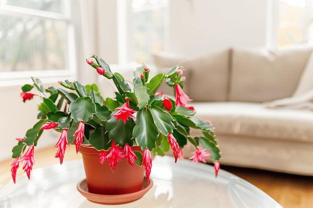 Christmas cactus with indirect sunlight