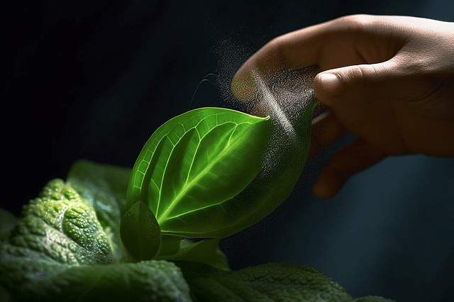 Cleaning dust off a houseplant leaf