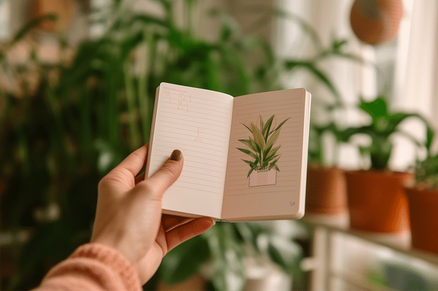 Hand holding a houseplant calendar