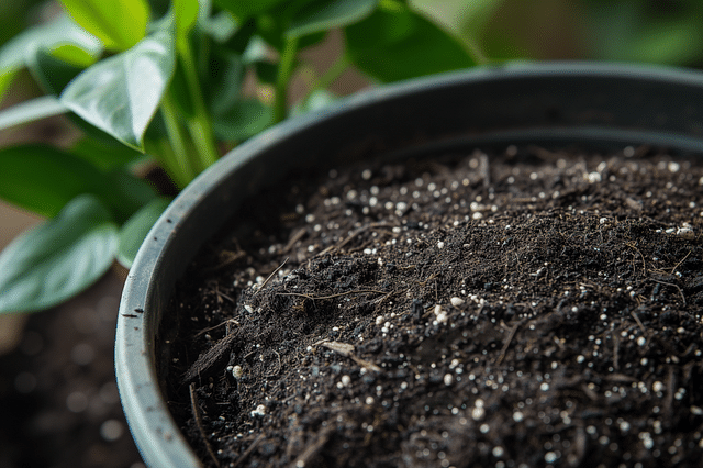 Houseplant soil with peat moss