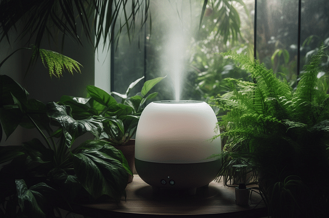 Humidifier among plants