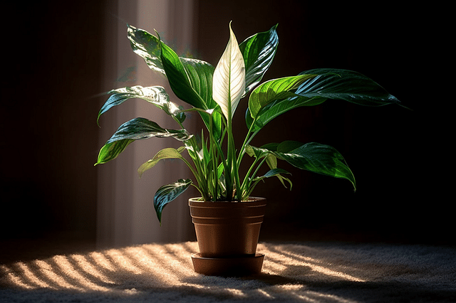 Peace Lily growing in a low-light spot