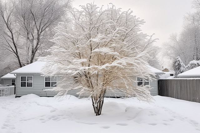 Snow on a small tree