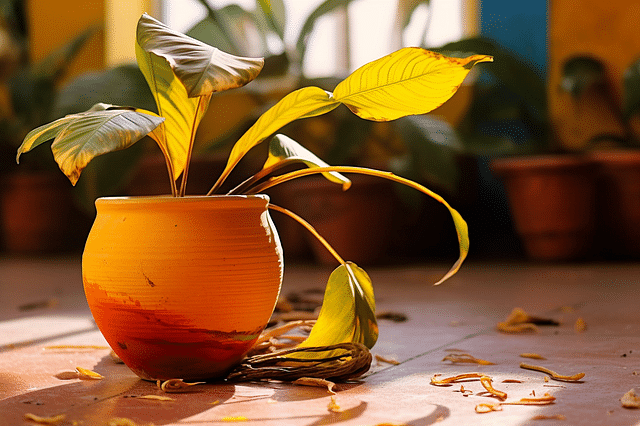 A wilting houseplant